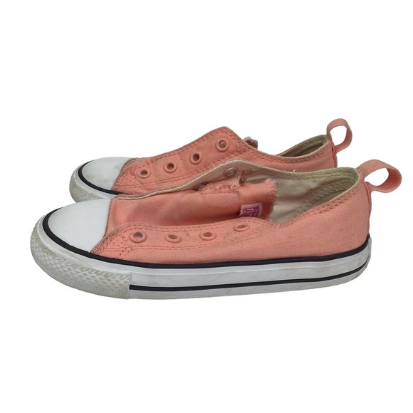 Converse Infant Chuck-T’s Low Top Sz 10 US All Star’s Peach/Pink 760850F Slip On - Picture 2 of 5